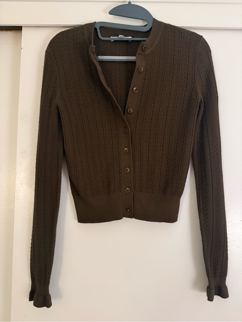 Madewell Olive Green Ribbed Button-Front Sweater Cardigan